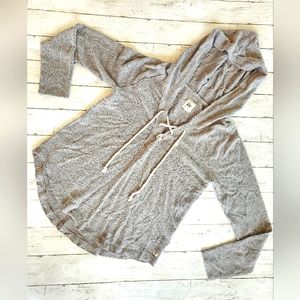Billabong Super Soft Pullover Hoodie Sweater Sweatshirt Lace up Rope Ties Gray